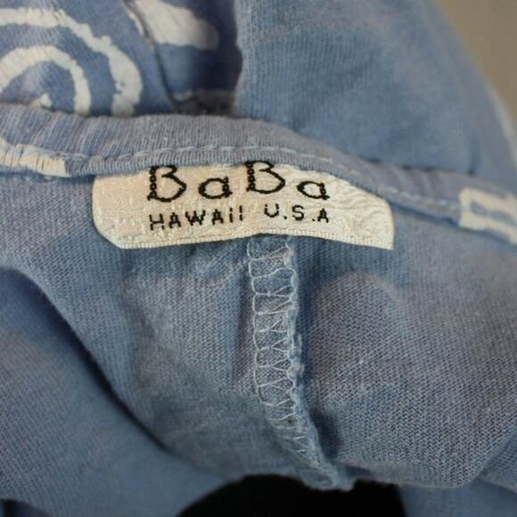 Baba Hawaii USA Tank Top A Line Blue White Ocean Fish Geometric Print - Picture 3 of 3